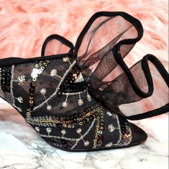 ZARA Basic Slides Heels Slip Ons Sequins - Picture 9 of 12